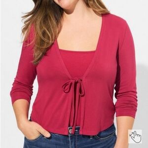 Rasberry Super Soft Tie-Front Cardigan
